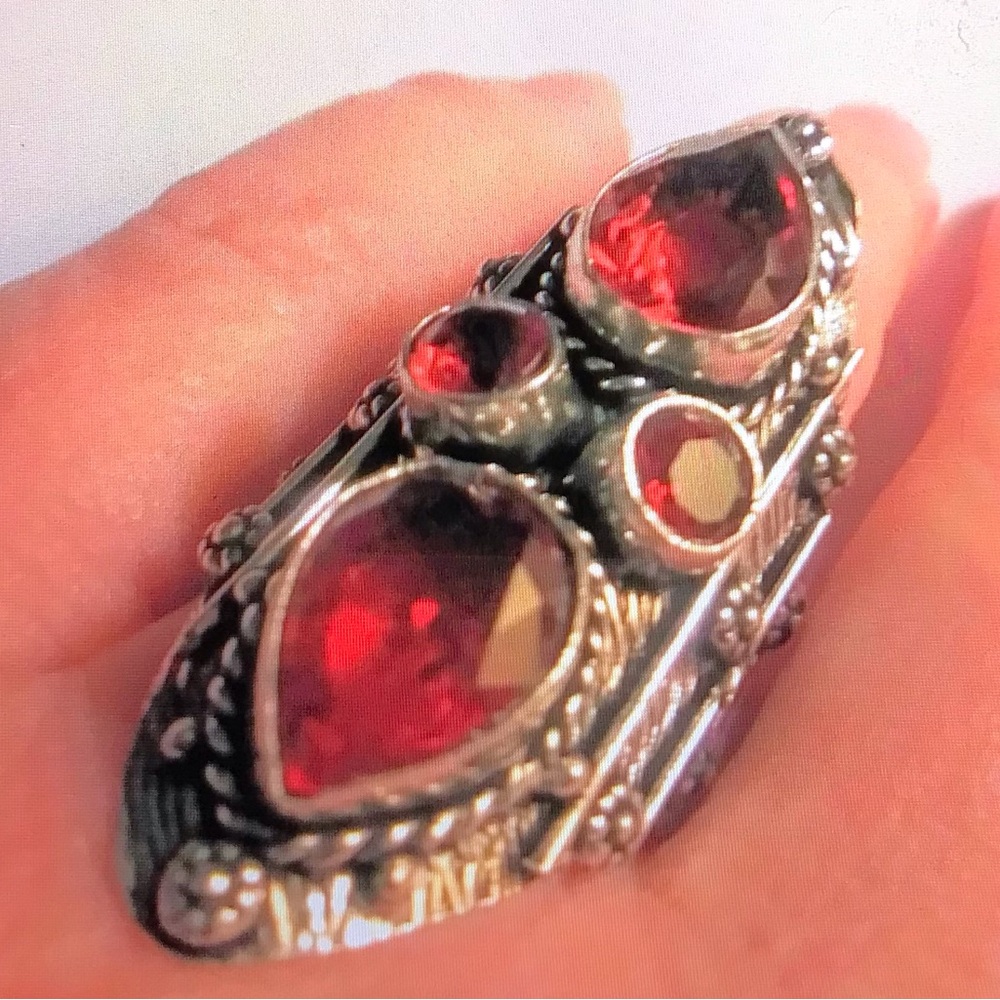Garnet Stamped 925 Sterling Silver Ring